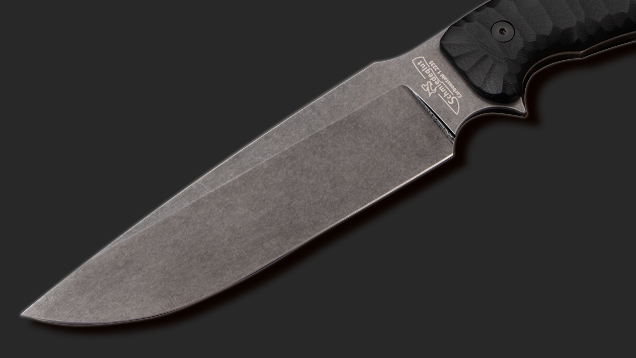 SPK23 Survival Prepper Knife Stonewash Finish G10 mit Rockfinish Schwarz