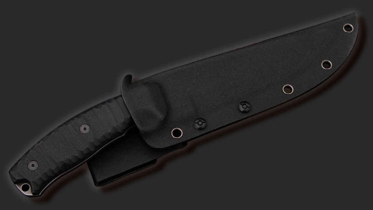 SPK23 Survival Prepper Knife Stonewash Finish G10 mit Rockfinish Schwarz