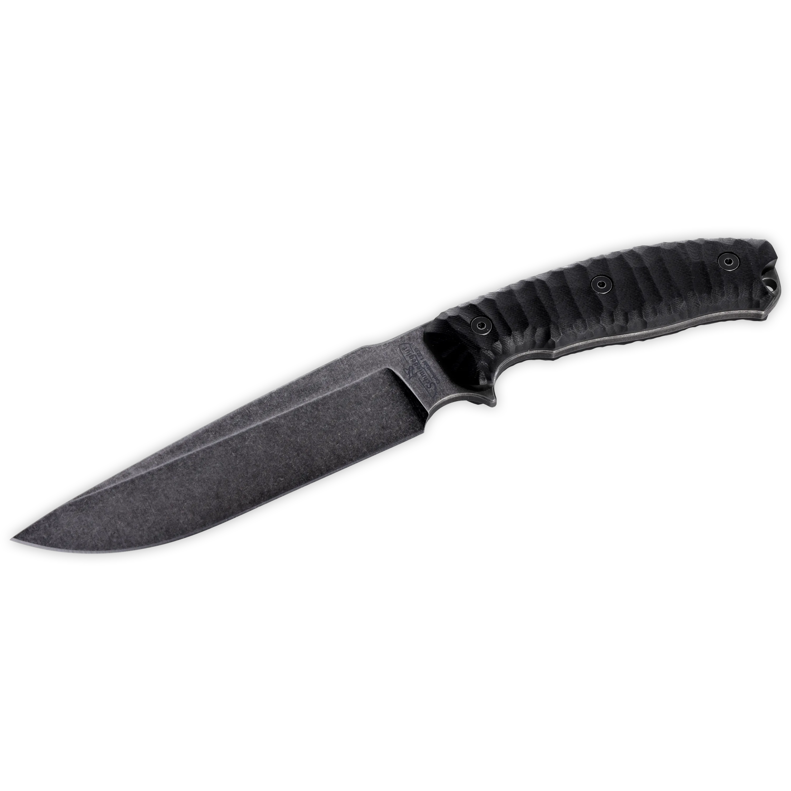 SPK23 Survival Prepper Knife Stonewash Finish G10 mit Rockfinish Schwarz