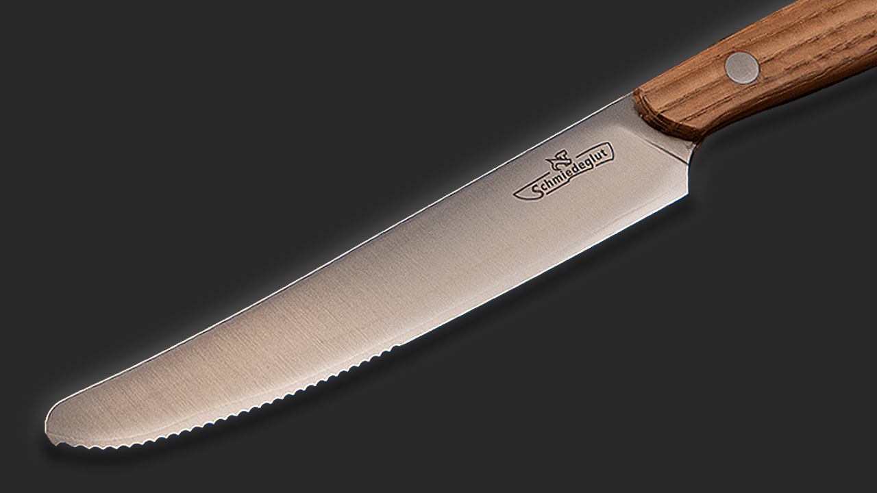 Brotzeitmesser (Dreilagenstahl / Griff Eiche / Nieten Edelstahl)