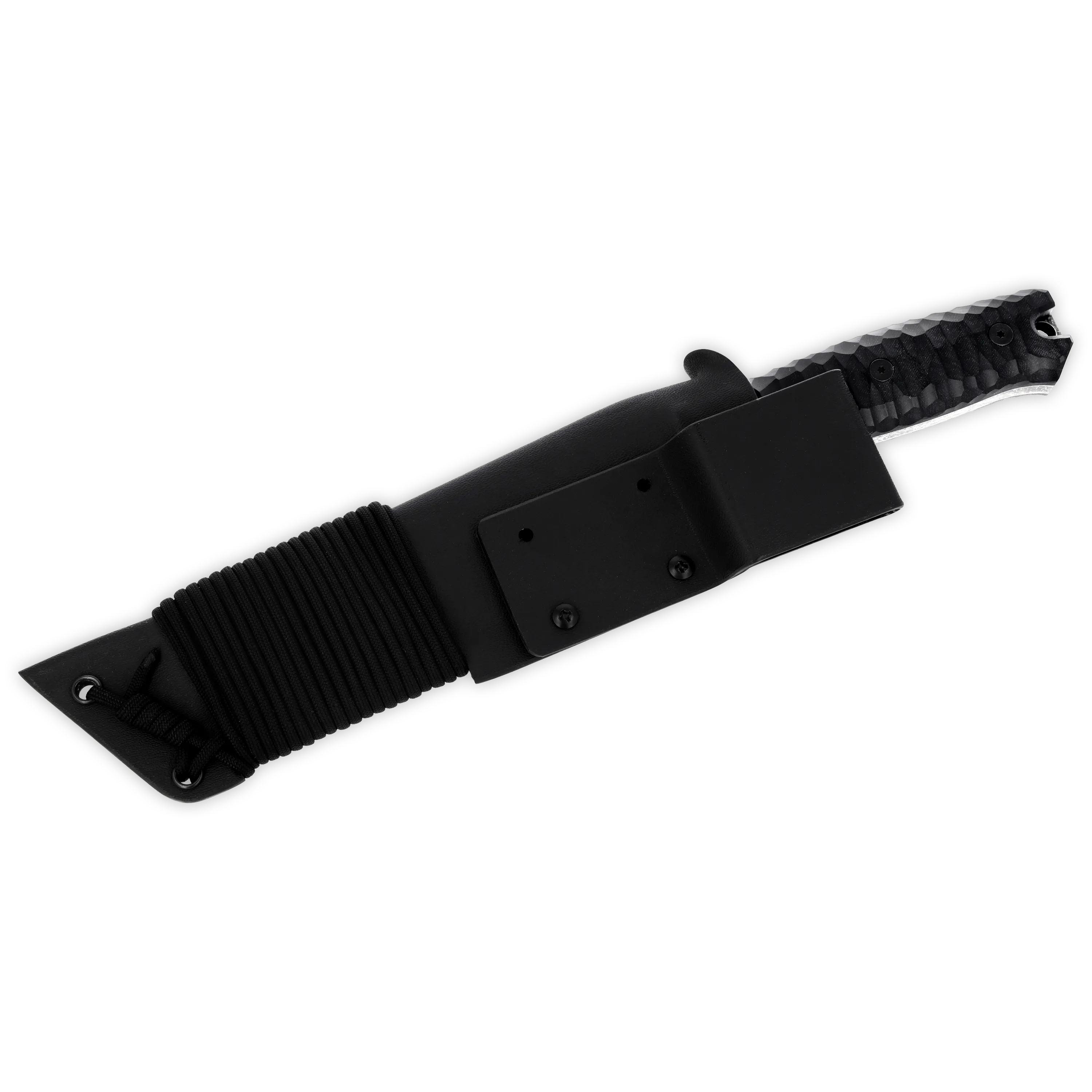 Breacher 2.0 - Carbonstahl Stonewash / Micarta schwarz Rockfinish / Kydexscheide / mit Gürtelhalter