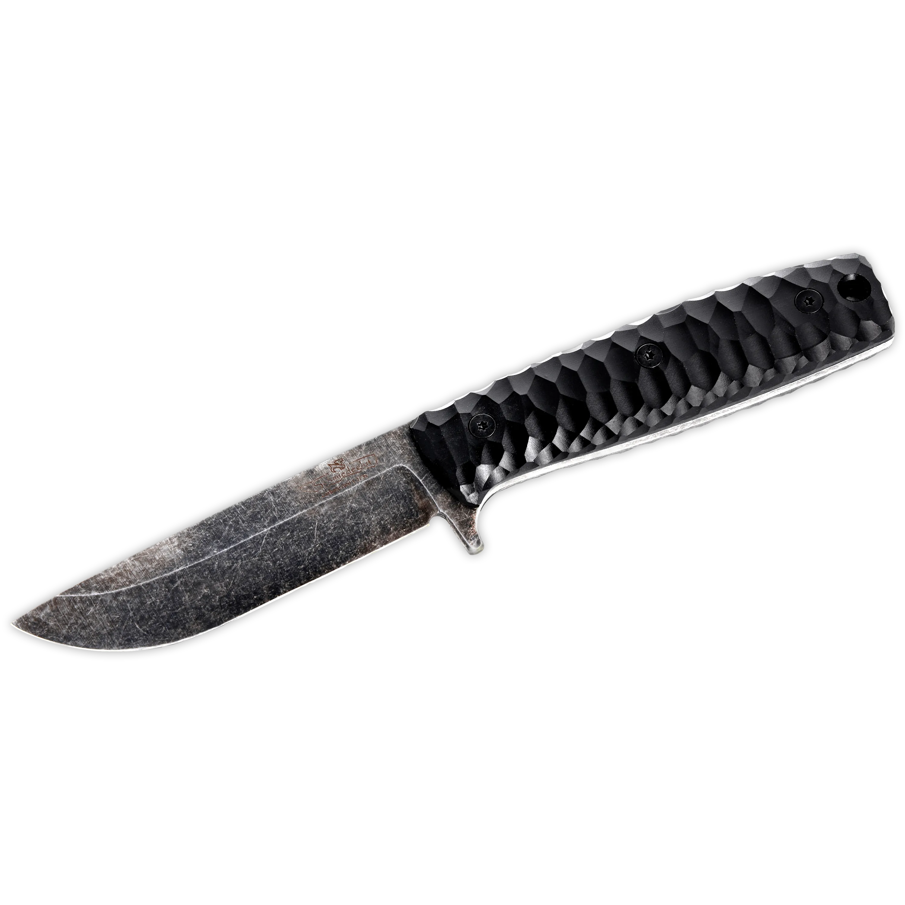 Sackimesser 3.0 (Carbonstahl Stonewash / Micarta schwarz mit Rockfinish / Kydexscheide schwarz /mit Gürtelhalter)