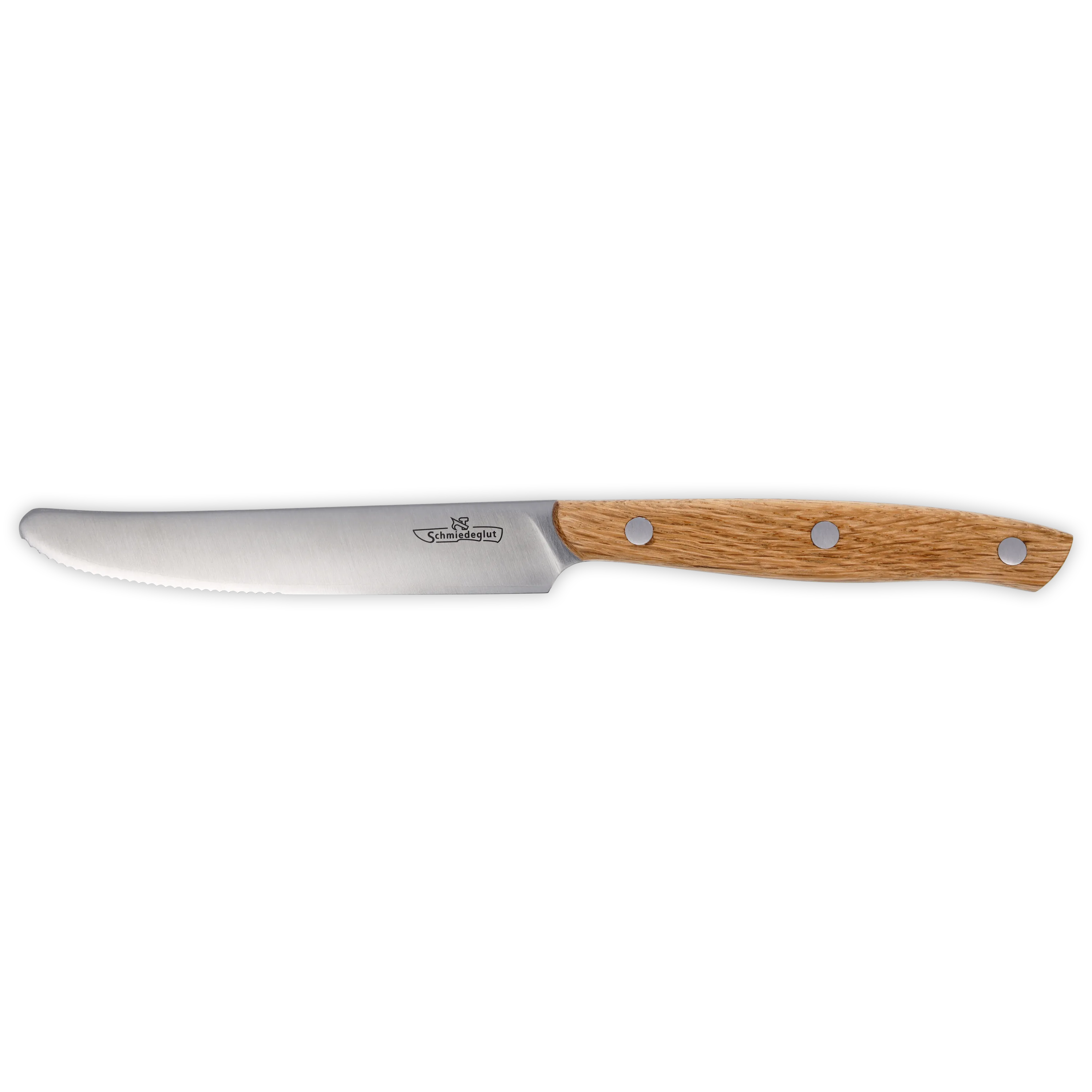 Brotzeitmesser (Dreilagenstahl / Griff Eiche / Nieten Edelstahl)