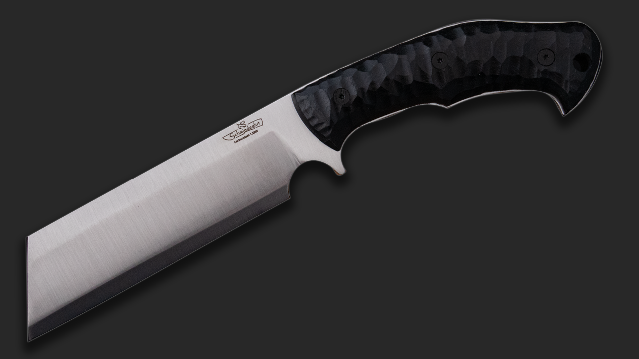 Survival Deutschland Zerstörer Carbonstahl / Micarta schwarz mit Rockfinish / Kydexscheide mit Gürtelhalter