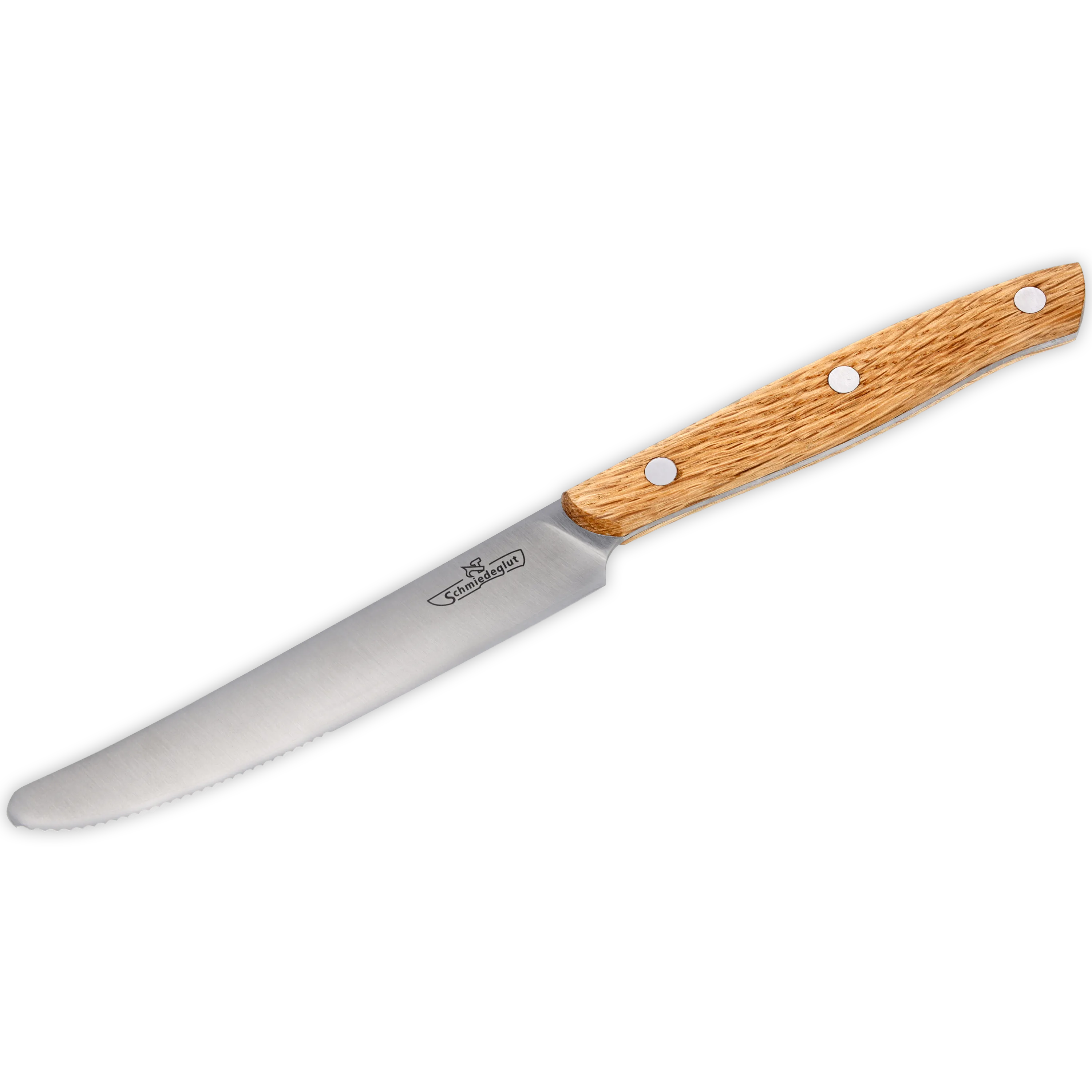 Brotzeitmesser (Dreilagenstahl / Griff Eiche / Nieten Edelstahl)