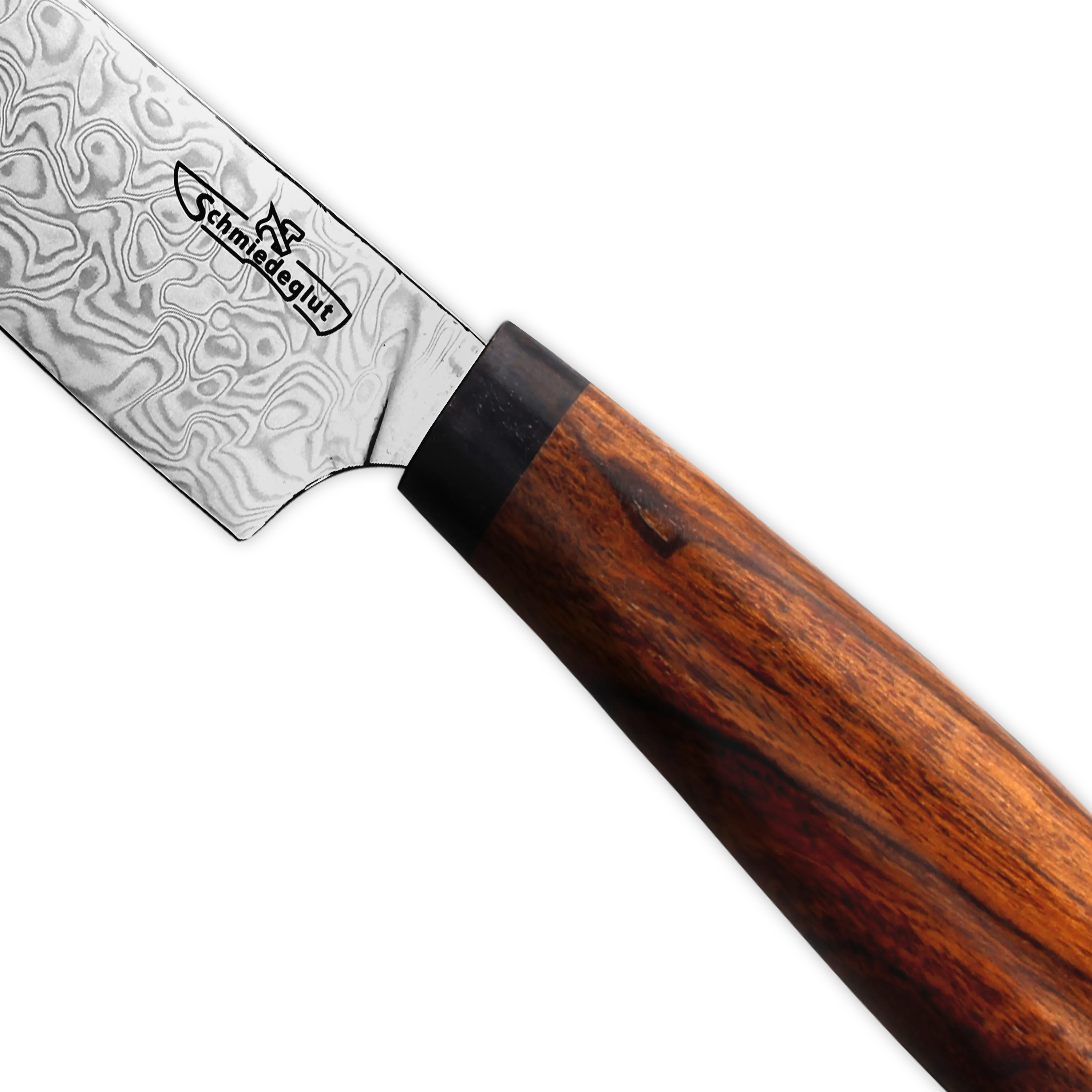 Allzweckmesser Rostfreier Damast Hochglanzpoliert Wüsteneisenholz + DMT Anti-Rutschmatte