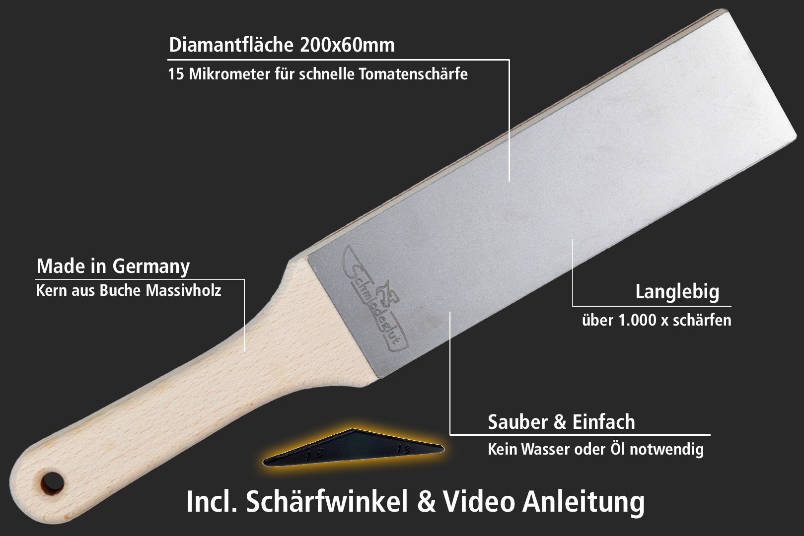 Santoku Essential Kontraststark geätzt Wüsteneisenholz + Diamantleder Essential