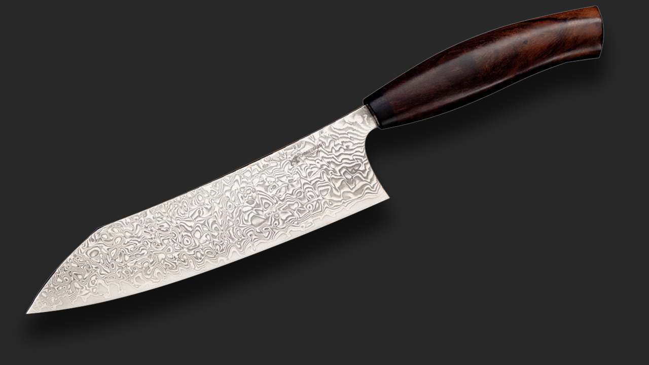 Santoku Essential Hochglanzpoliert Wüsteneisenholz + Diamantleder Essential