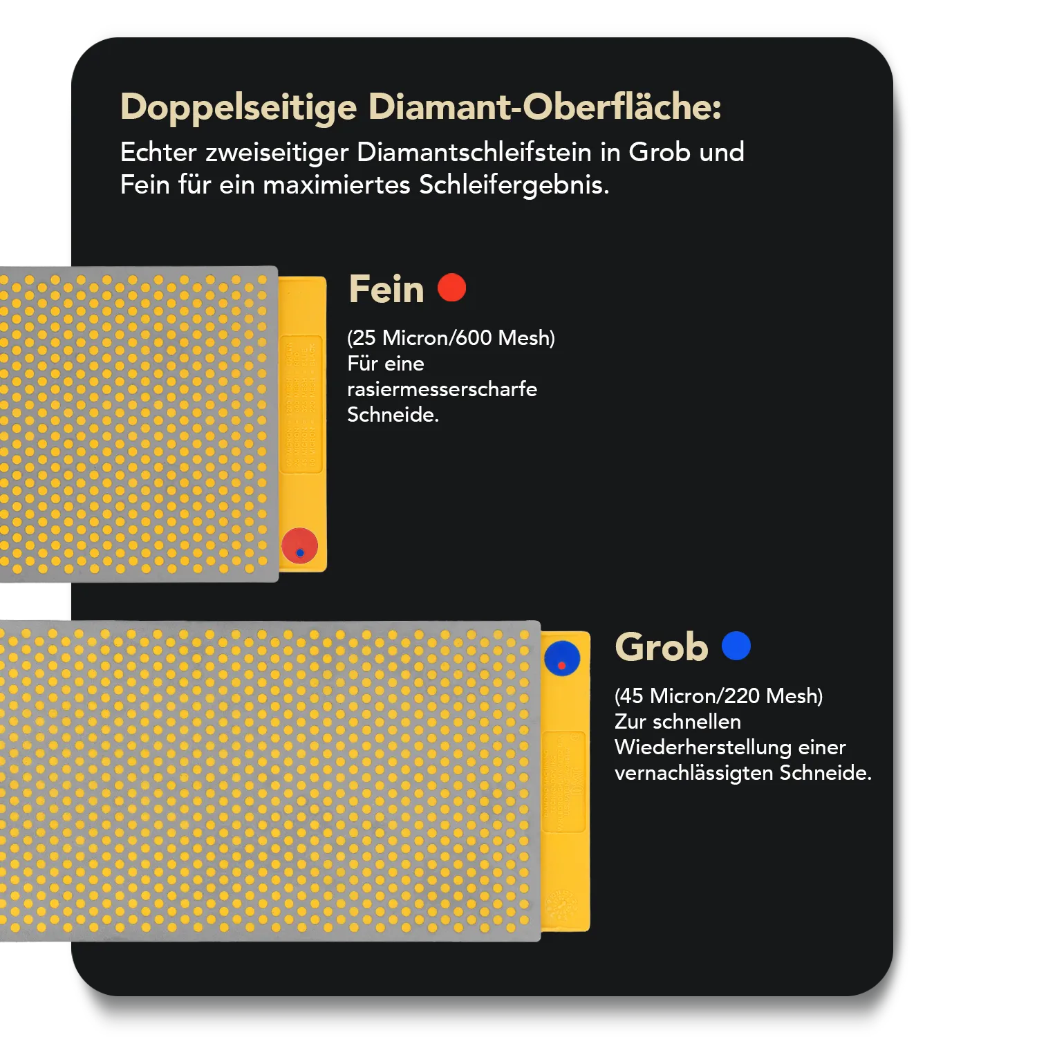 DuoSharp® Diamant Schleifstein 10" mit Basis Grob / Fein, W250FC-WB