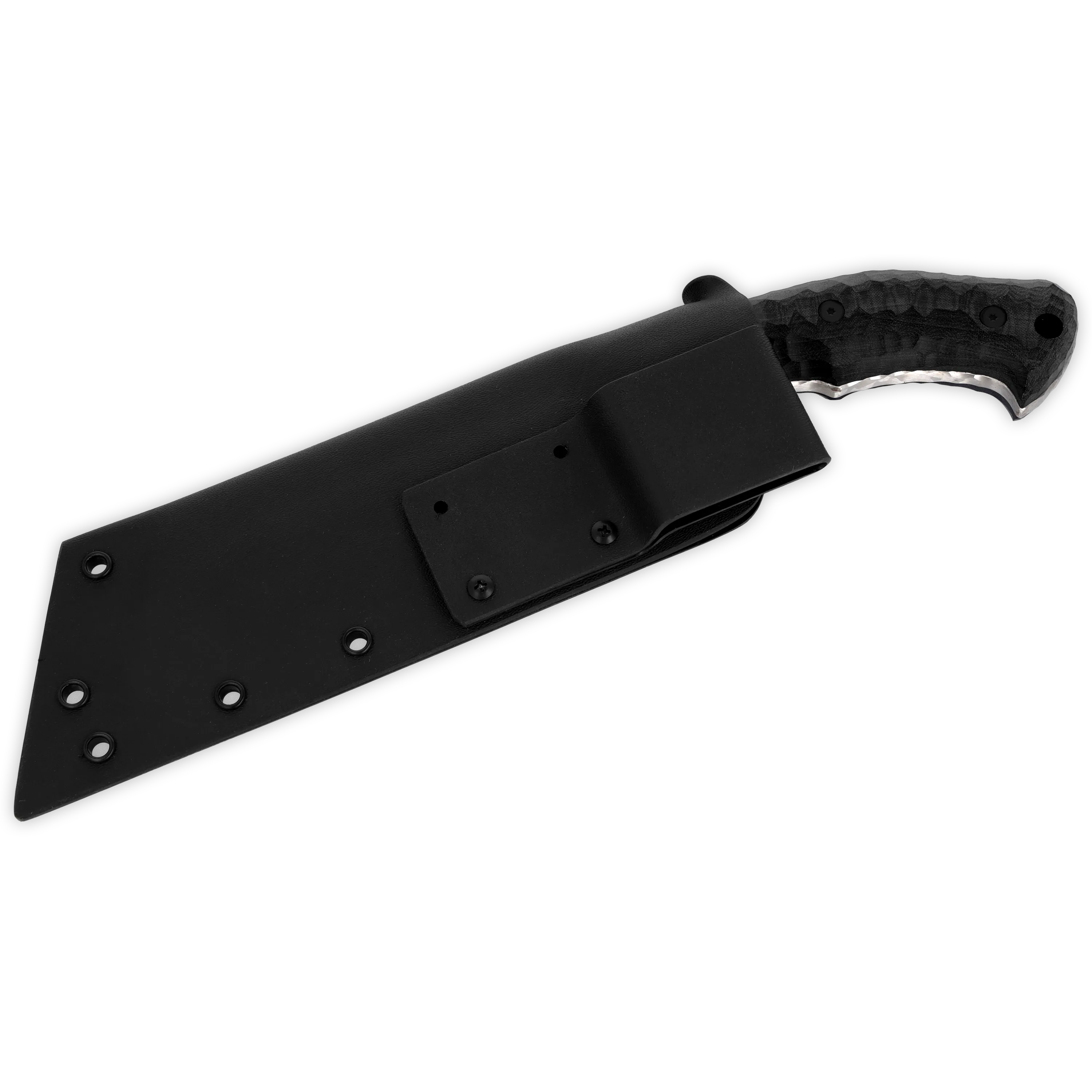 Survival Deutschland Zerstörer Carbonstahl / Micarta schwarz mit Rockfinish / Kydexscheide mit Gürtelhalter