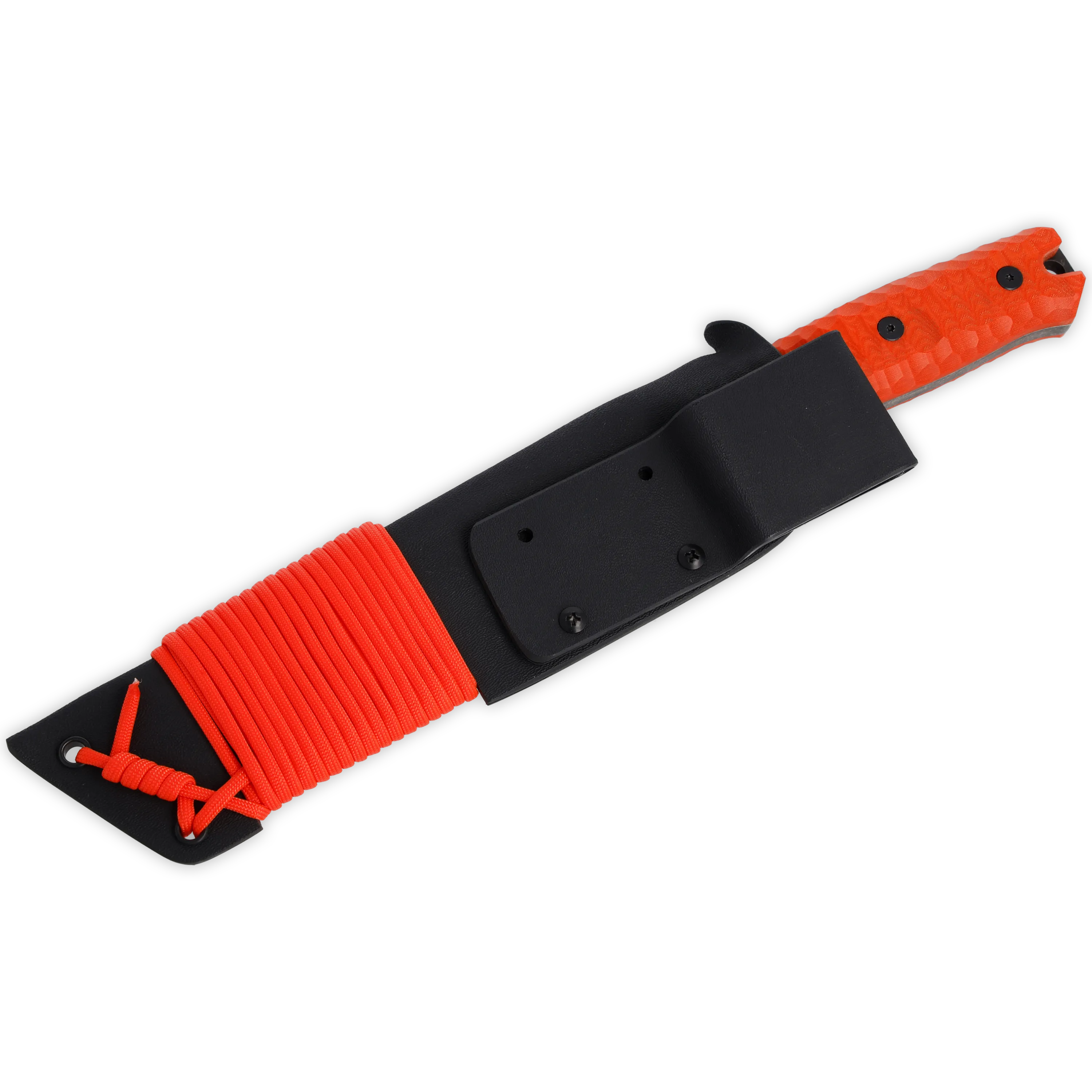 Breacher 2.0 - Carbonstahl Stonewash / Micarta orange Rockfinish / Kydexscheide / mit Gürtelhalter