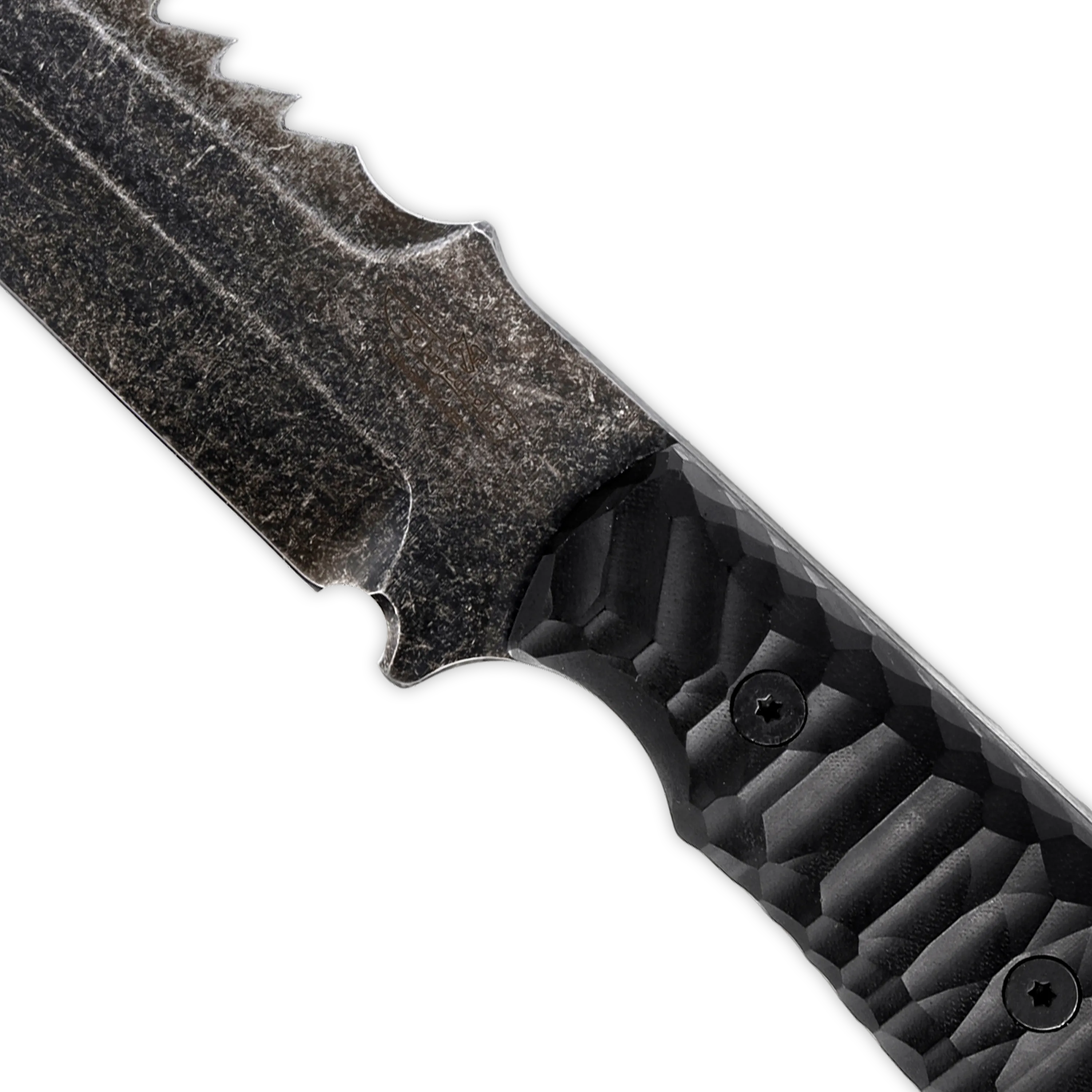 Breacher 2.0 - Carbonstahl Stonewash / Micarta schwarz Rockfinish / Kydexscheide / mit Gürtelhalter