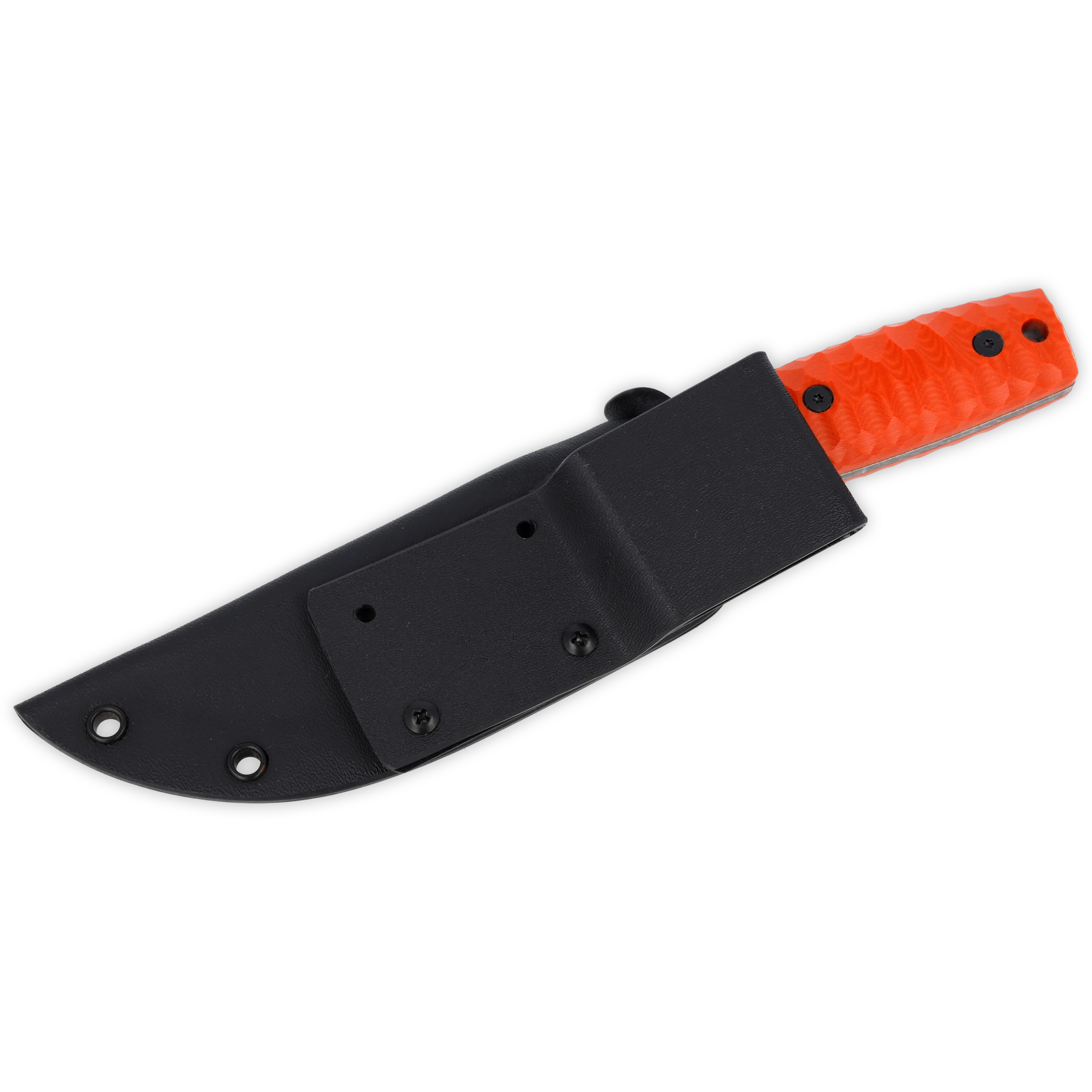 Sackimesser 3.0 (Carbonstahl Stonewash / Micarta orange mit Rockfinish / Kydexscheide schwarz / mit Gürtelhalter)