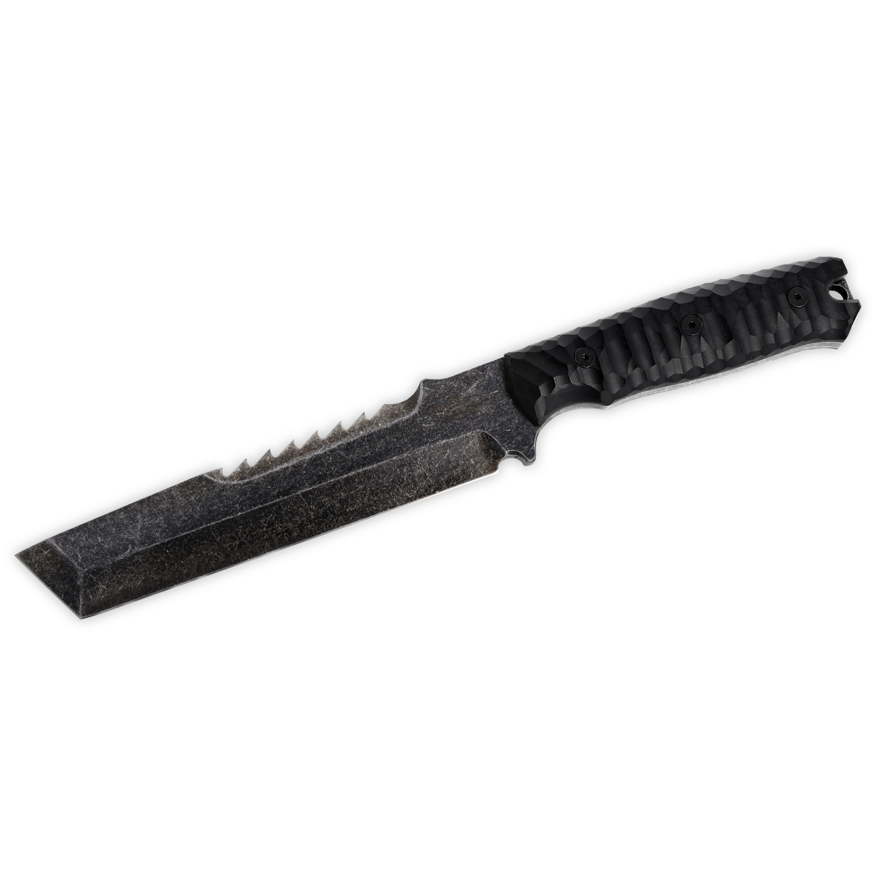 Breacher 2.0 - Carbonstahl Stonewash / Micarta schwarz Rockfinish / Kydexscheide / mit Gürtelhalter