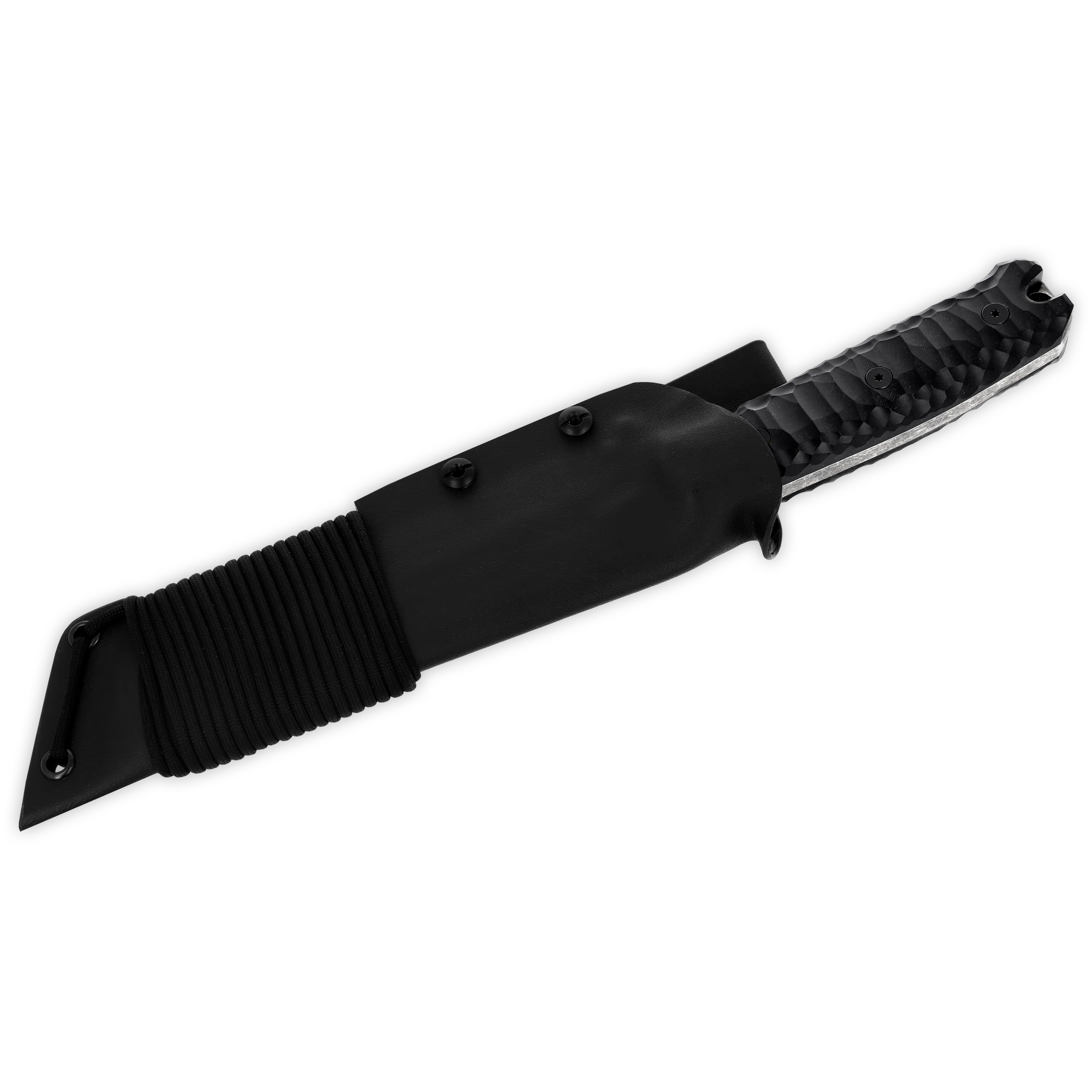 Breacher 2.0 - Carbonstahl Stonewash / Micarta schwarz Rockfinish / Kydexscheide / mit Gürtelhalter