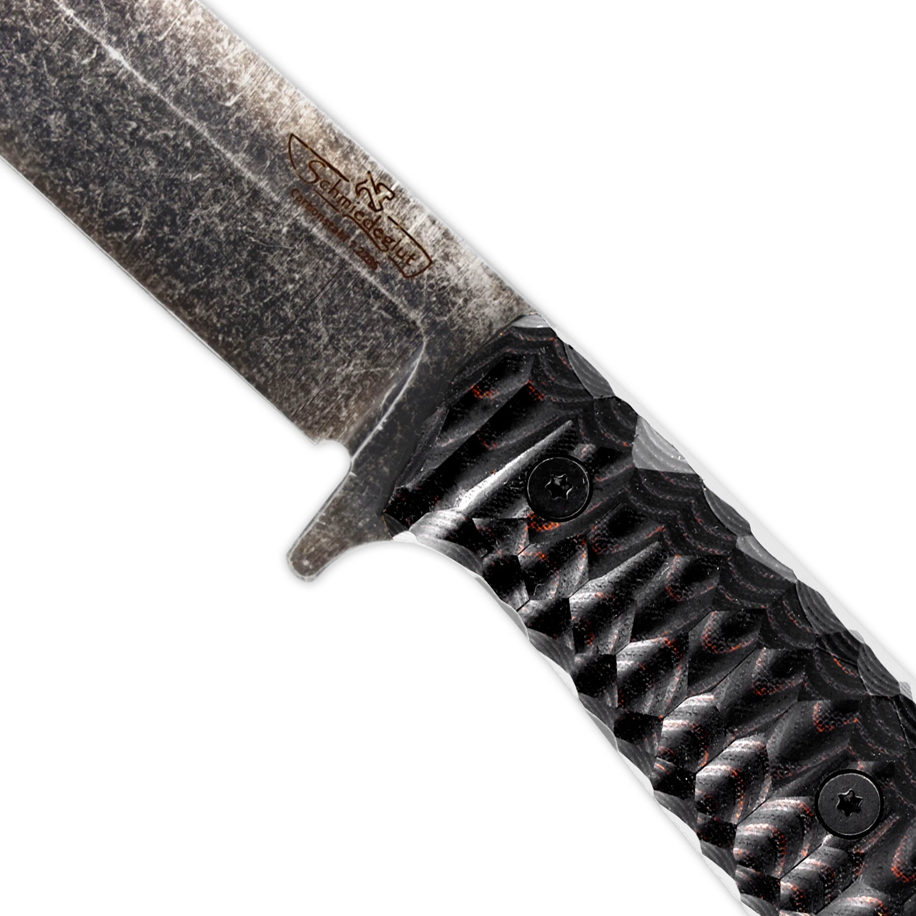 Sackimesser 3.0 (Carbonstahl Stonewash / Micarta braun-schwarz mit Rockfinish / Kydexscheide schwarz / mit Gürtelhalter)