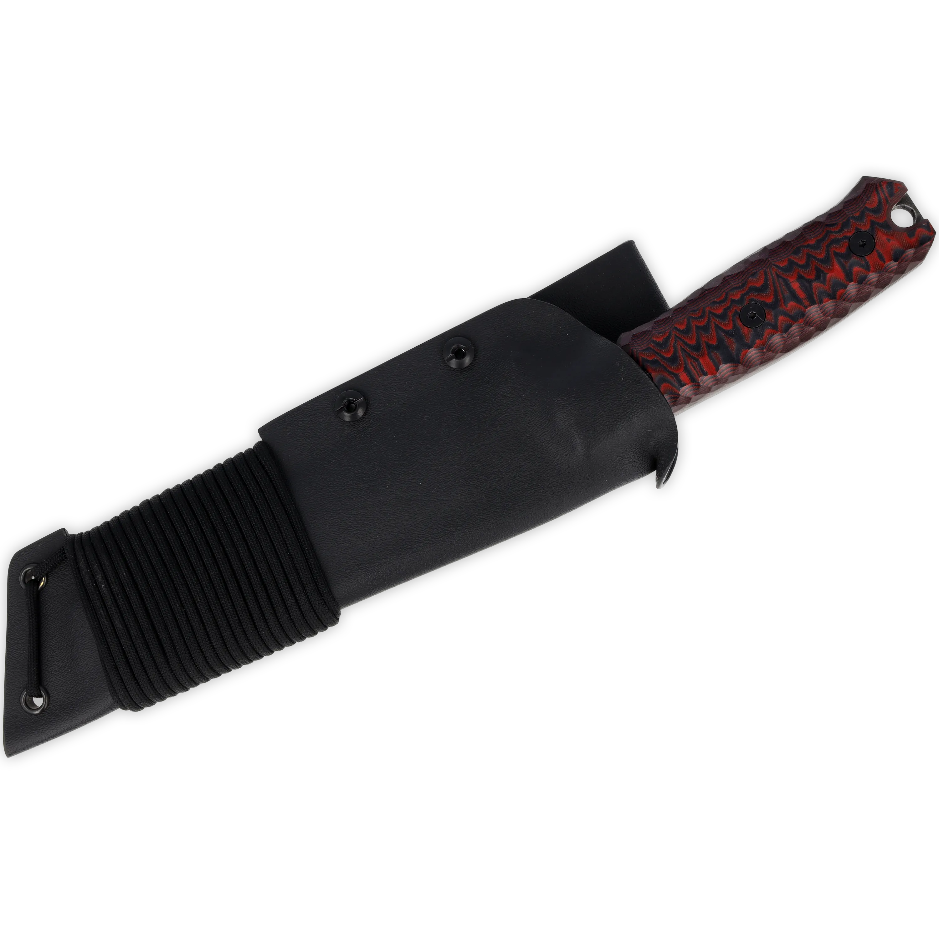 Breacher 2.0 - Carbonstahl Stonewash / Micarta schwarz-rot Rockfinish / Kydexscheide / mit Gürtelhalter