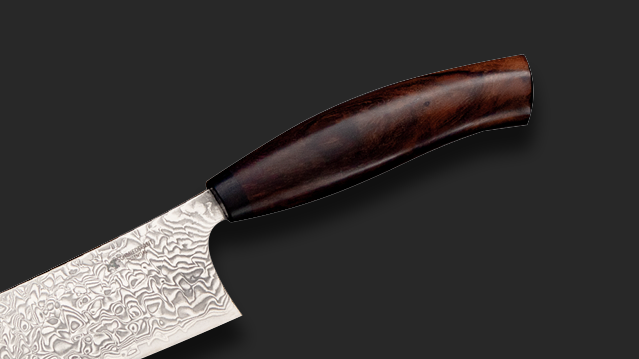 Santoku Essential Hochglanzpoliert Wüsteneisenholz + Diamantleder Essential