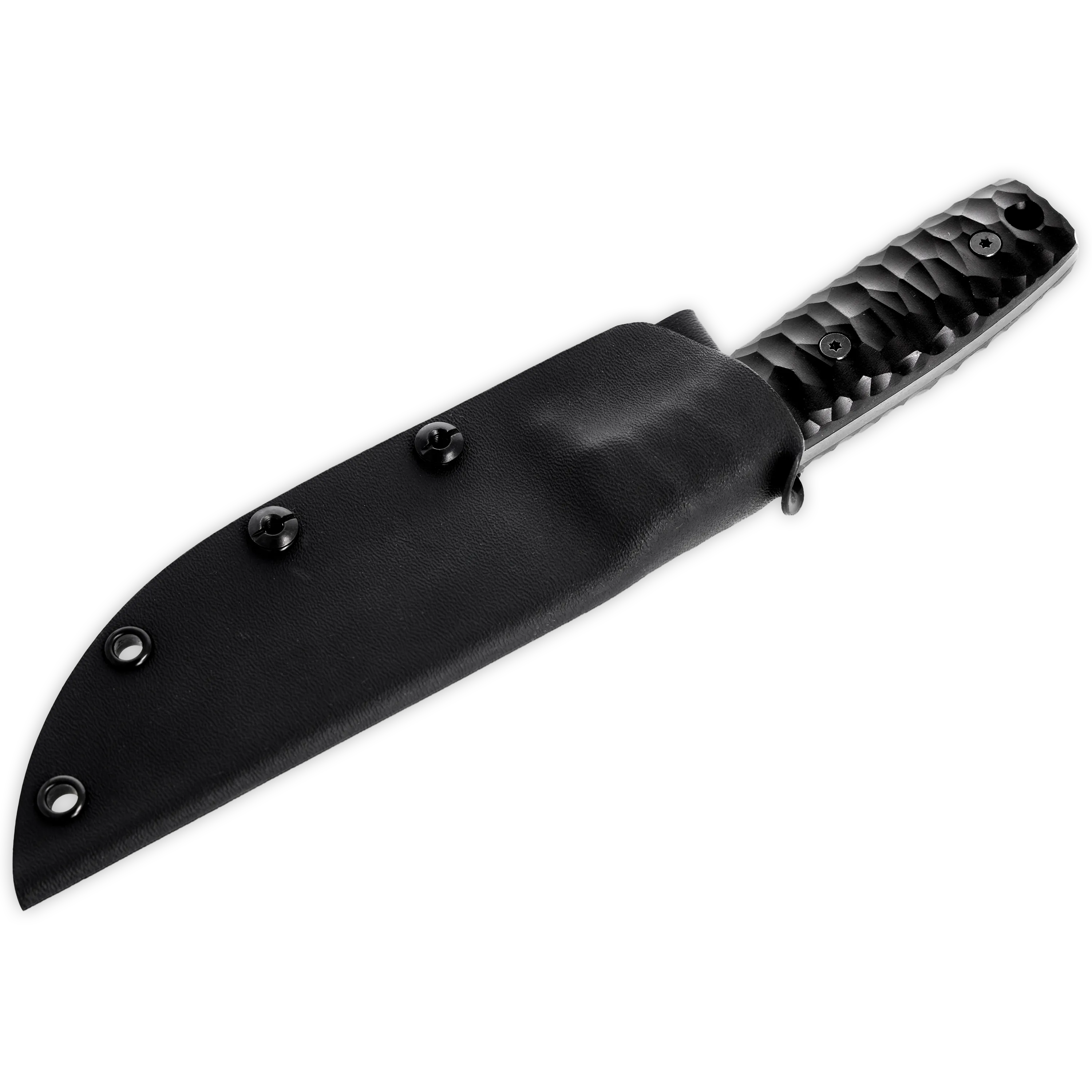 Sackimesser 3.0 (Carbonstahl Stonewash / Micarta schwarz mit Rockfinish / Kydexscheide schwarz /mit Gürtelhalter)