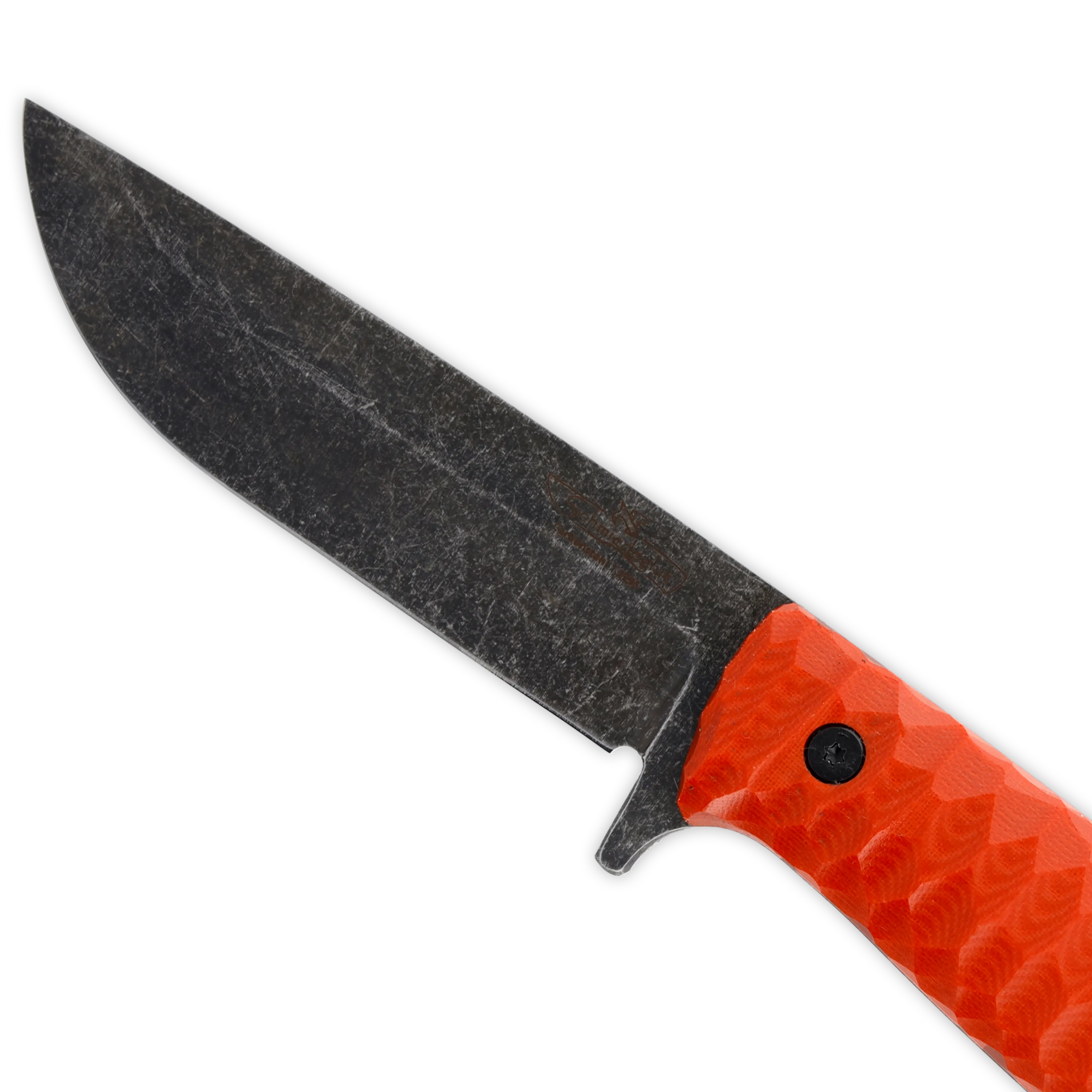 Sackimesser 3.0 (Carbonstahl Stonewash / Micarta orange mit Rockfinish / Kydexscheide schwarz / mit Gürtelhalter)