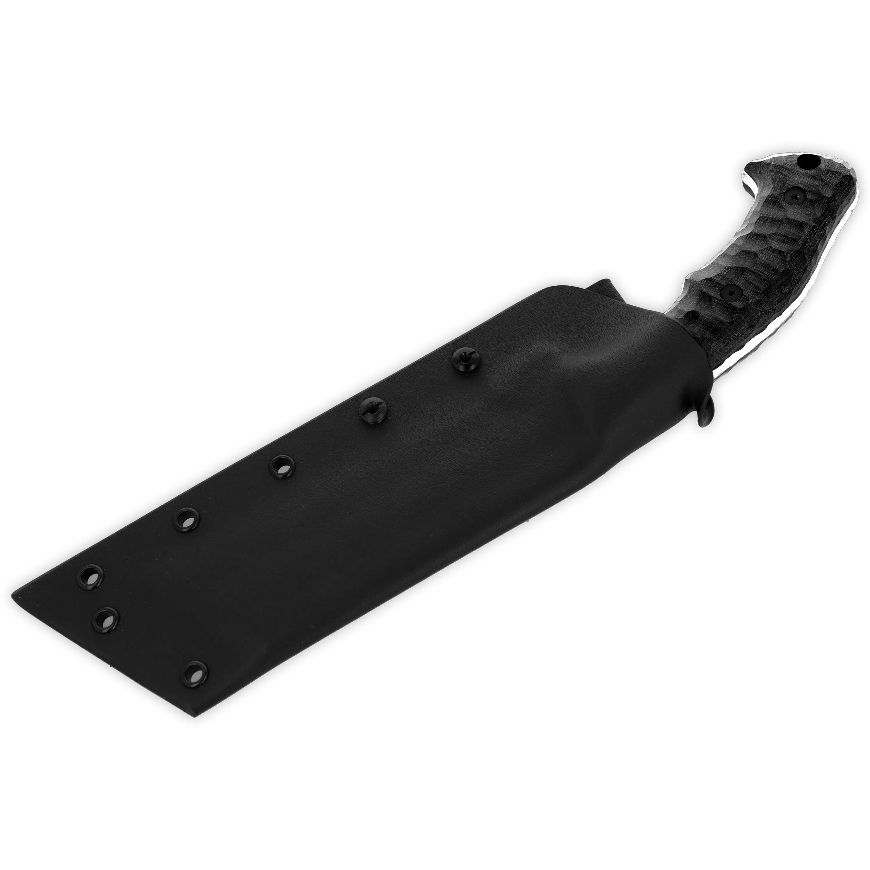 Survival Deutschland Zerstörer Carbonstahl / Micarta schwarz mit Rockfinish / Kydexscheide mit Gürtelhalter