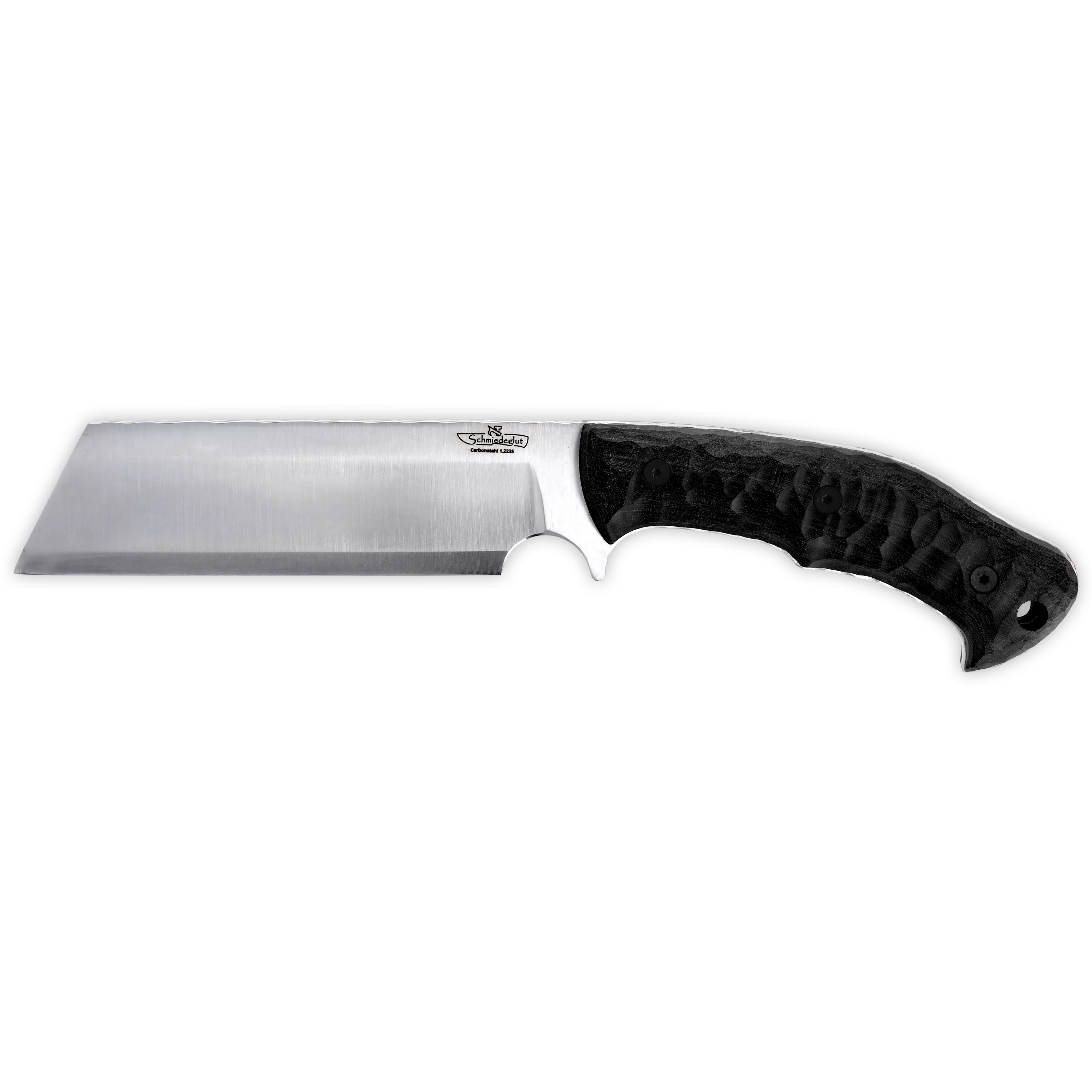 Survival Deutschland Zerstörer Carbonstahl / Micarta schwarz mit Rockfinish / Kydexscheide mit Gürtelhalter