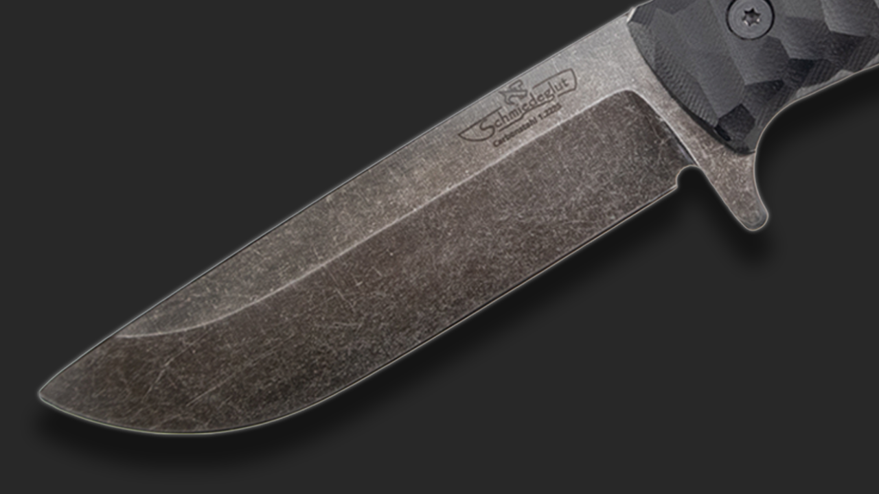 Sackimesser 3.0 (Carbonstahl Stonewash / Micarta schwarz mit Rockfinish / Kydexscheide schwarz /mit Gürtelhalter)