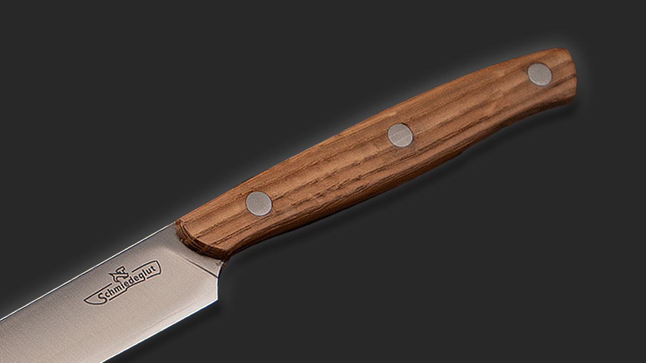 Brotzeitmesser (Dreilagenstahl / Griff Eiche / Nieten Edelstahl)