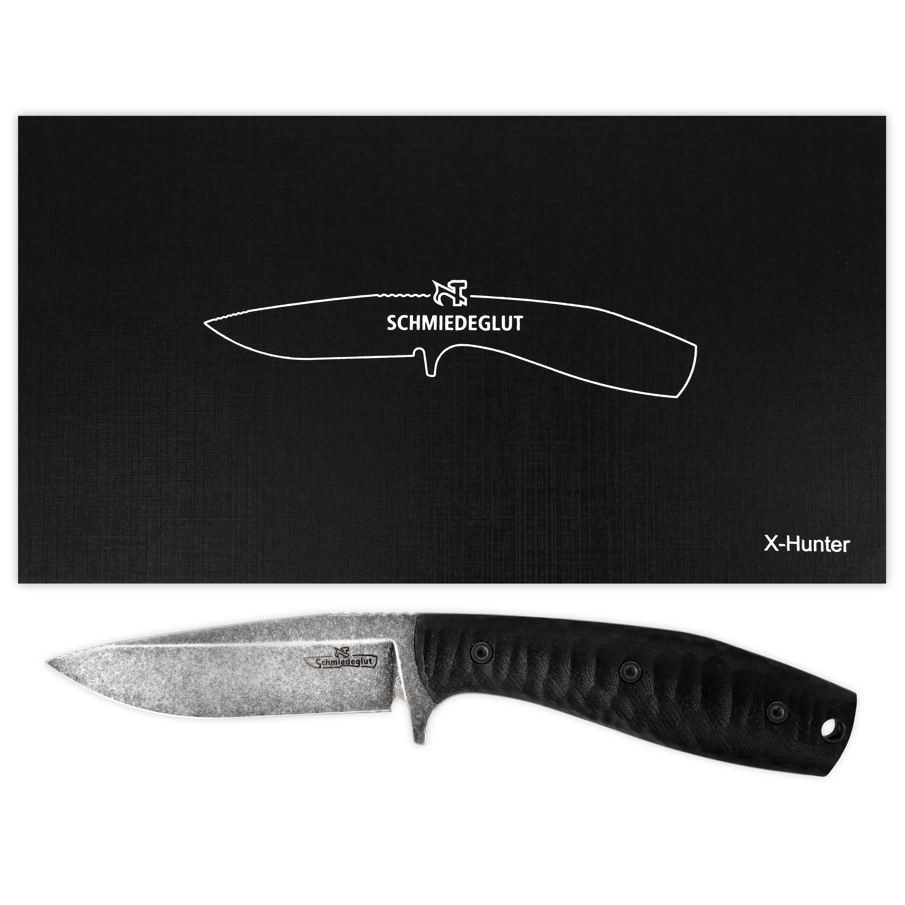 X-Hunter Essential (D2 / G10 schwarz / Lederscheide schwarz)