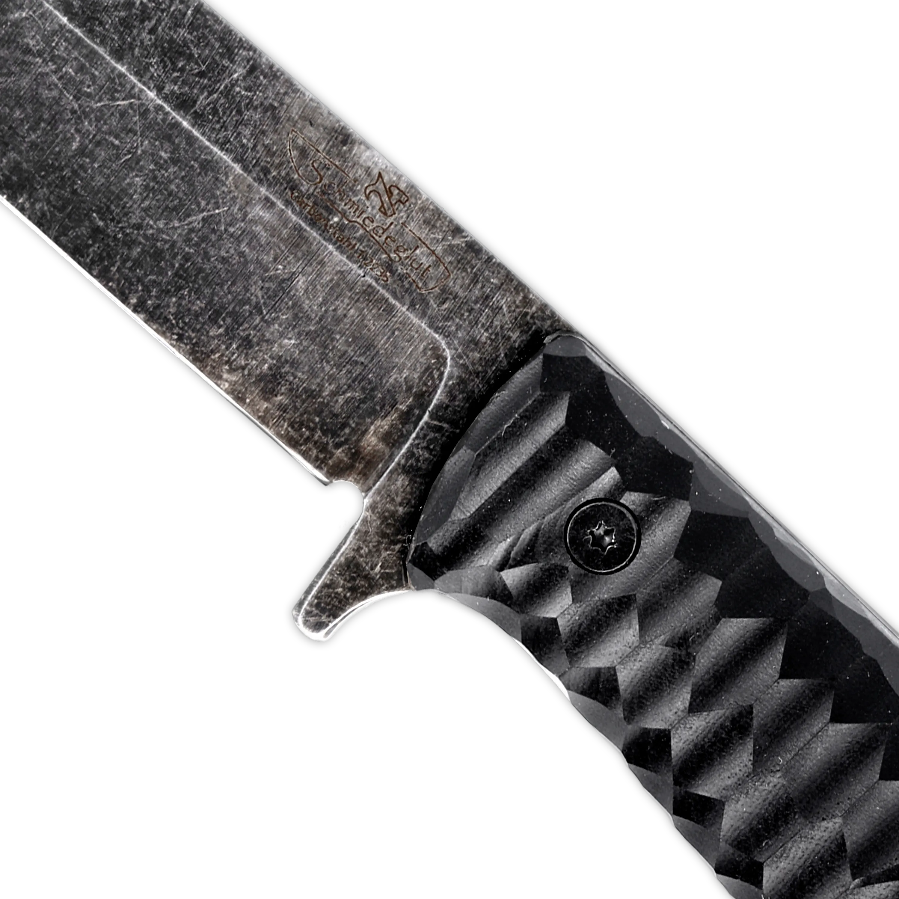 Sackimesser 3.0 (Carbonstahl Stonewash / Micarta schwarz mit Rockfinish / Kydexscheide schwarz /mit Gürtelhalter)