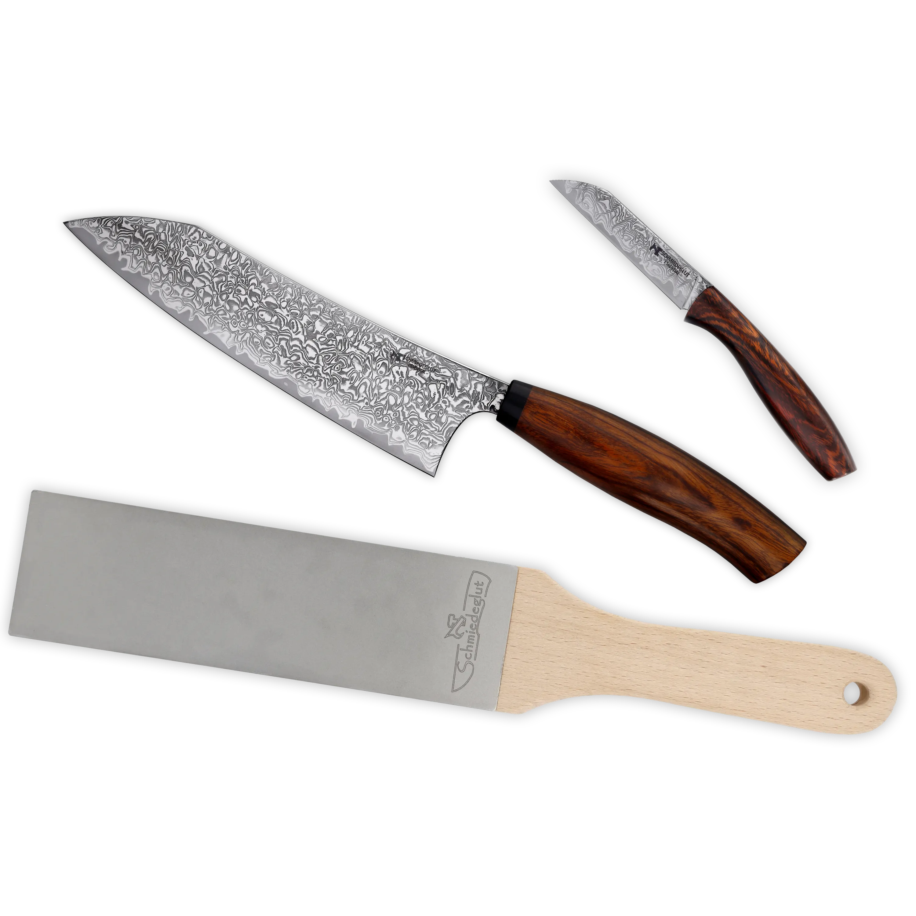 Kleines Küchenmesser Set in Wüsteneisenholz mit Diamantleder Essential