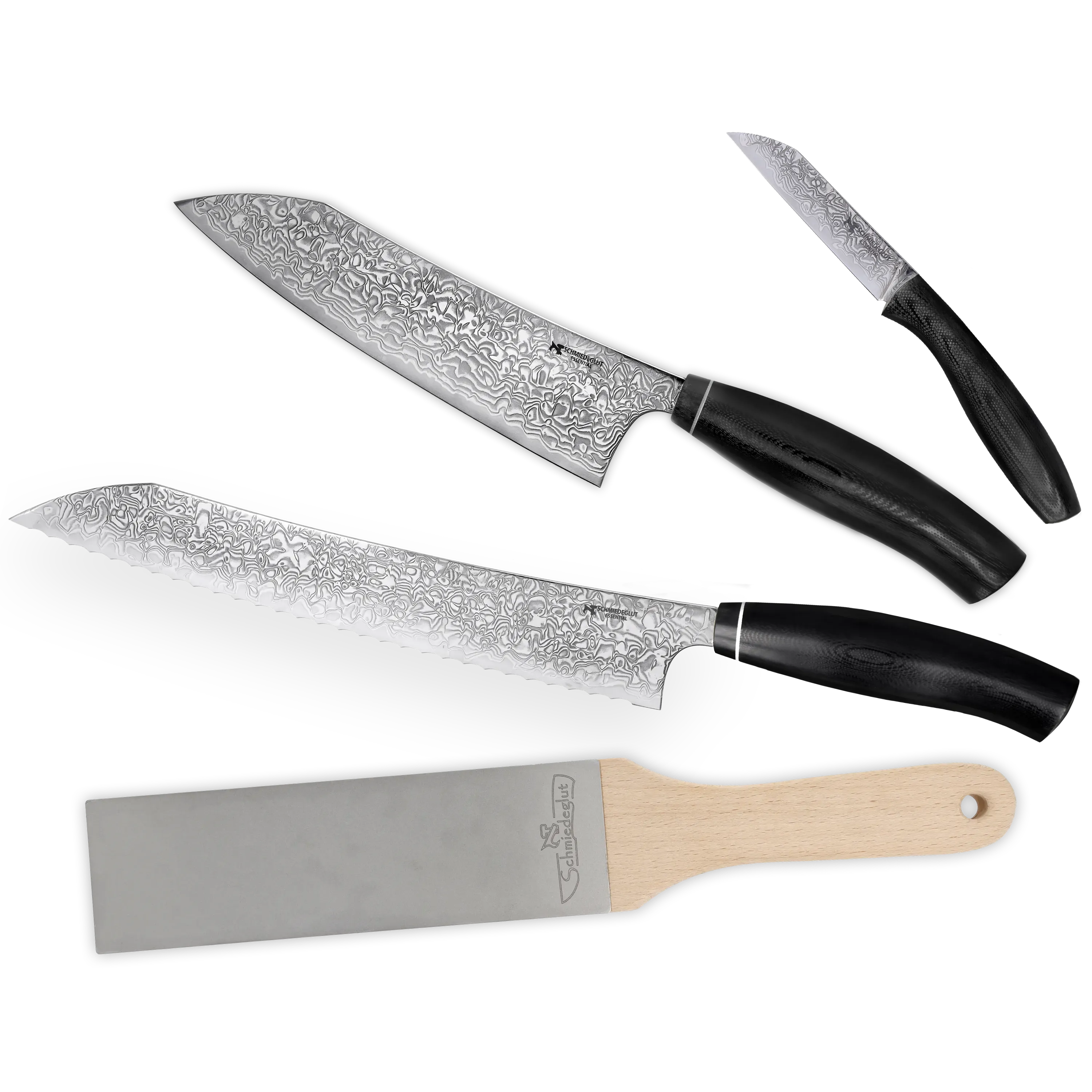 Großes Küchenmesser Set G10 (poliert) mit Diamantleder Essential