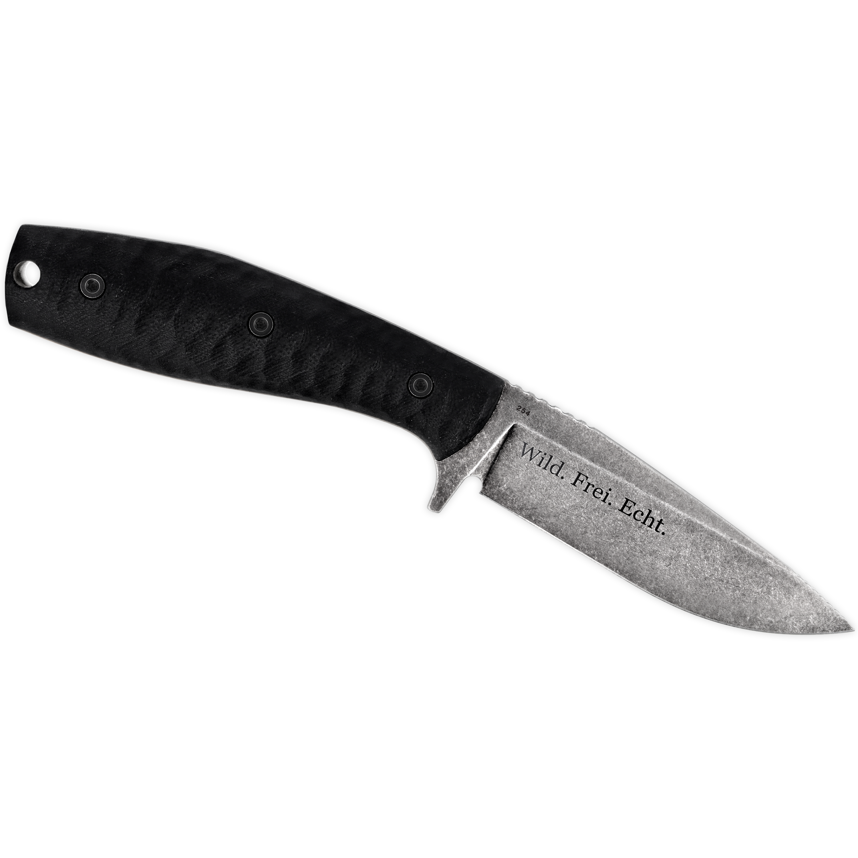 X-Hunter Essential (D2 / G10 schwarz / Lederscheide schwarz) mit Gravur