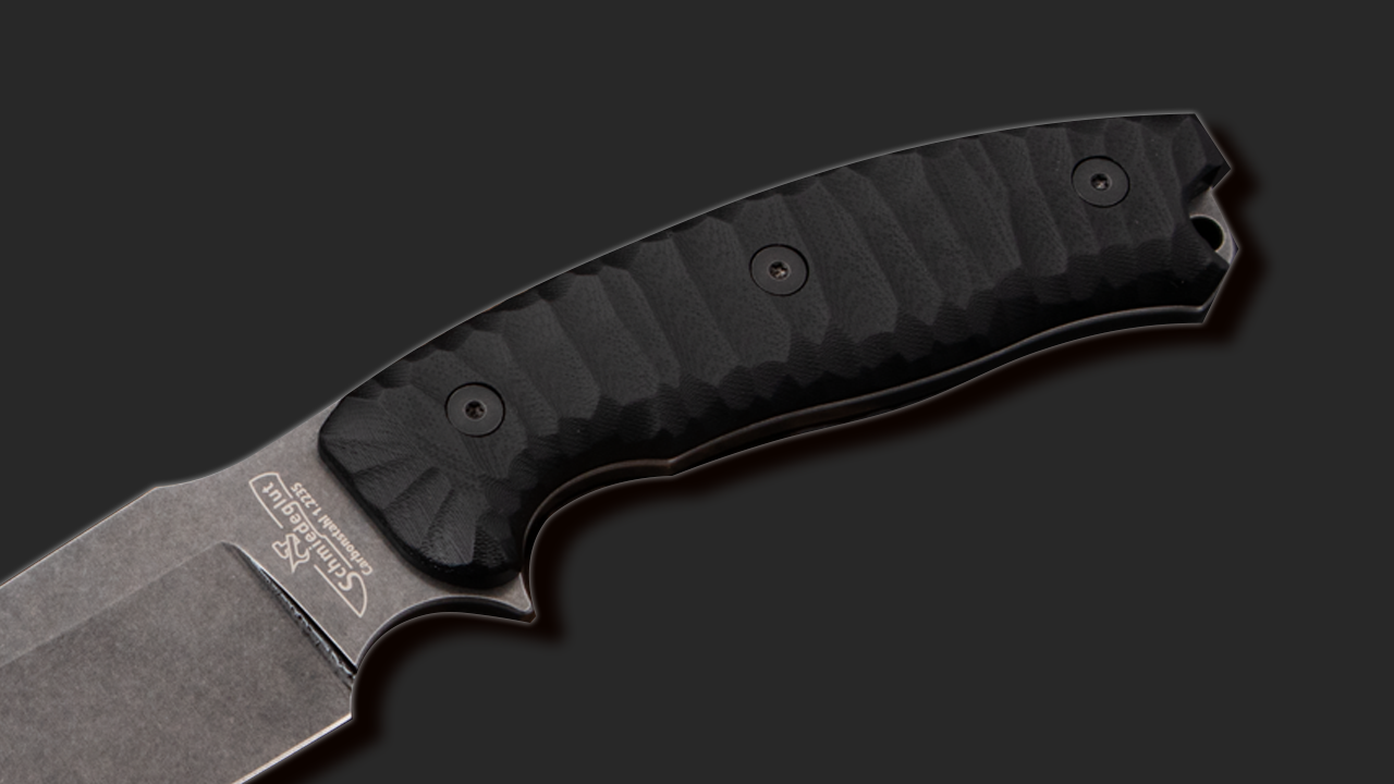 SPK23 Survival Prepper Knife Stonewash Finish G10 mit Rockfinish Schwarz