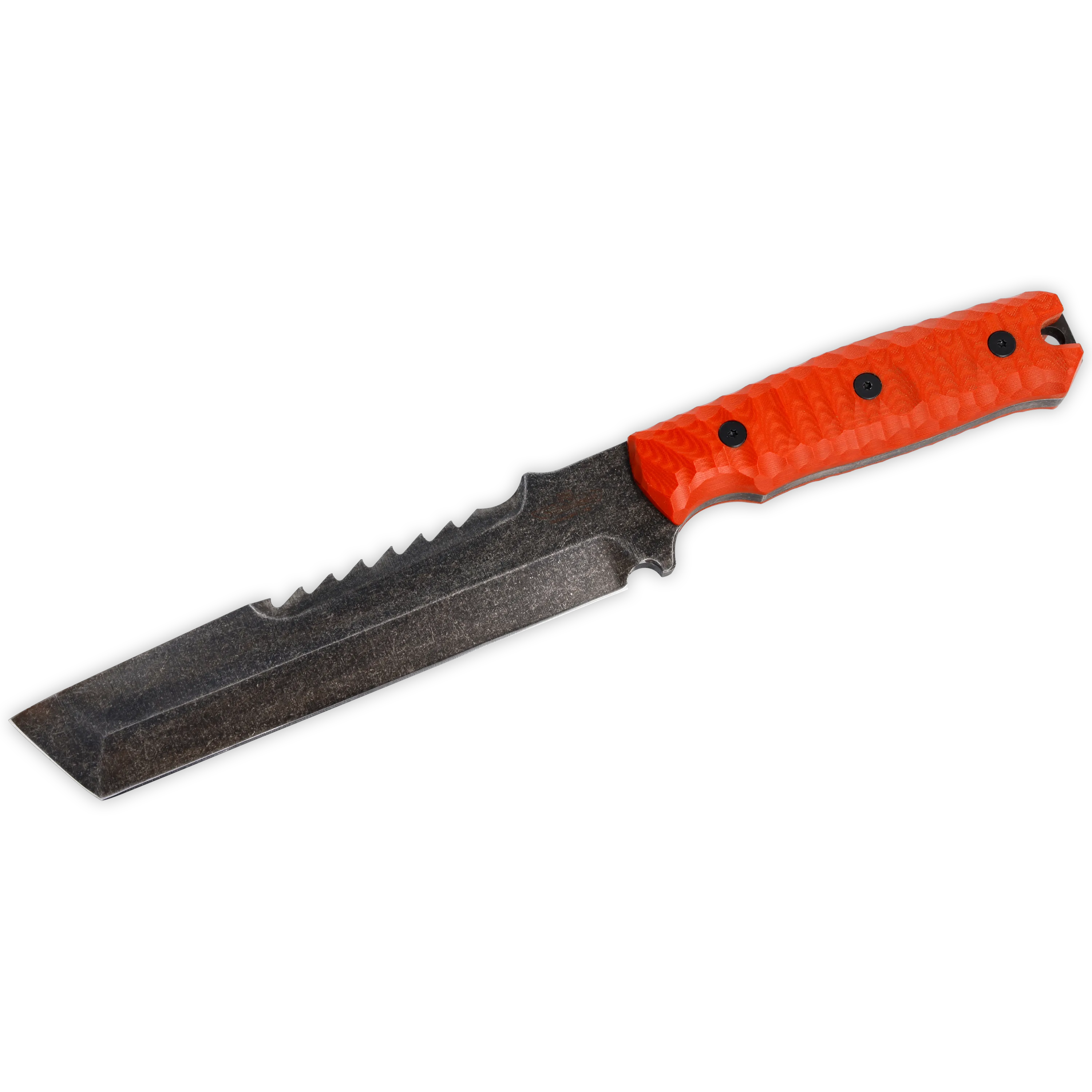 Breacher 2.0 - Carbonstahl Stonewash / Micarta orange Rockfinish / Kydexscheide / mit Gürtelhalter