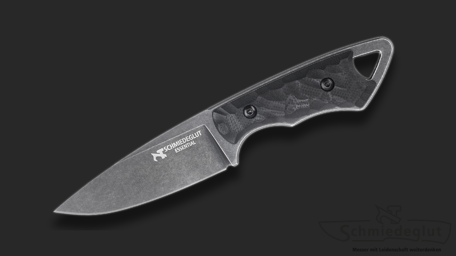 Kleines Messer mit schwarzer Klinge im Tactical Design zum Umhängen