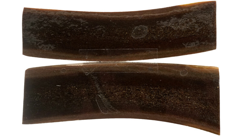 Riesenhirsch Griffschalen 122×42×7 mm (stabilisiert) Einzelstück