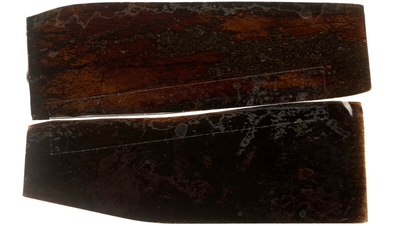 Riesenhirsch Griffschalen 121×43×7 mm (stabilisiert) Einzelstück