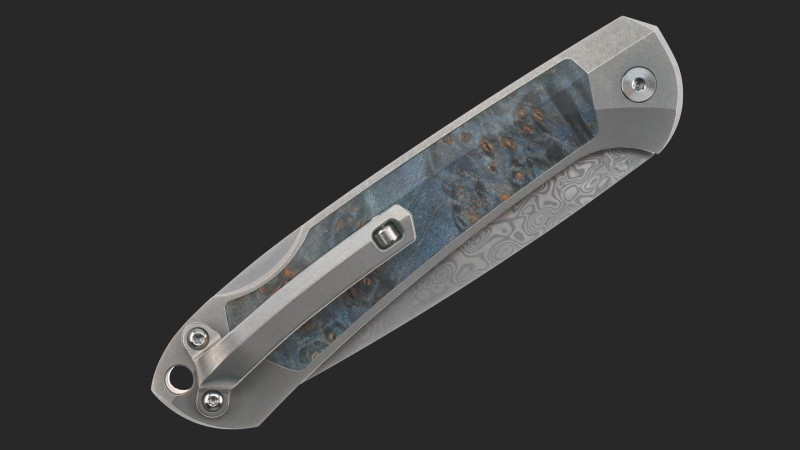 Gourmet Klappmesser Unlimited Konfigurator grau Maserholz Blau (stabilisiert Raffir)