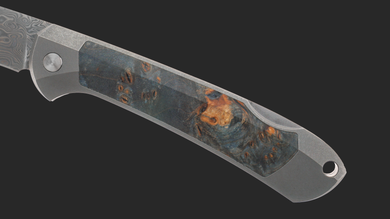 Gourmet Klappmesser Unlimited Konfigurator grau Maserholz Blau (stabilisiert Raffir)