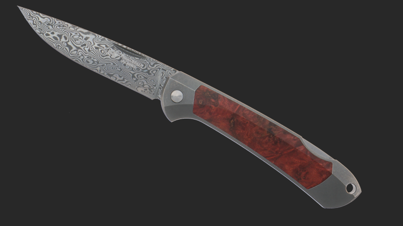 Gourmet Klappmesser Unlimited Konfigurator grau Maserholz Rot (stabilisiert Raffir)
