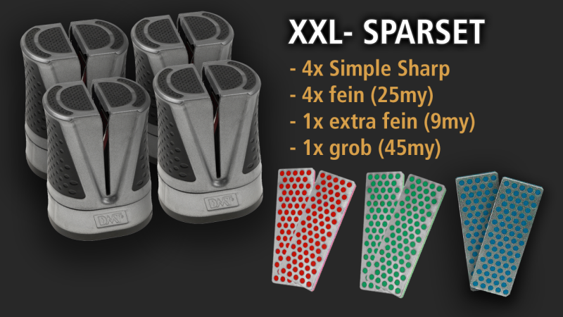 SIMPLE-Sharp XXL Sparset I 4 x Simple Sharp + Ersatzschleifsteine blau und grün