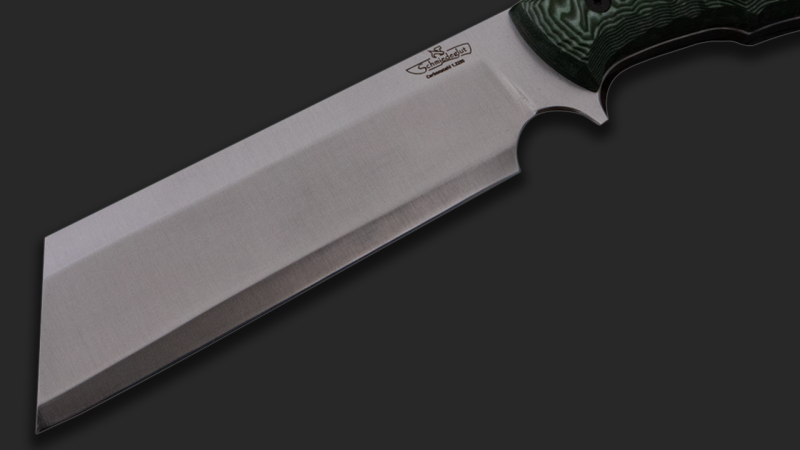 Survival Deutschland Zerstörer Carbonstahl / Micarta schwarz-grün mit Rockfinish / Kydexscheide mit Gürtelhalter
