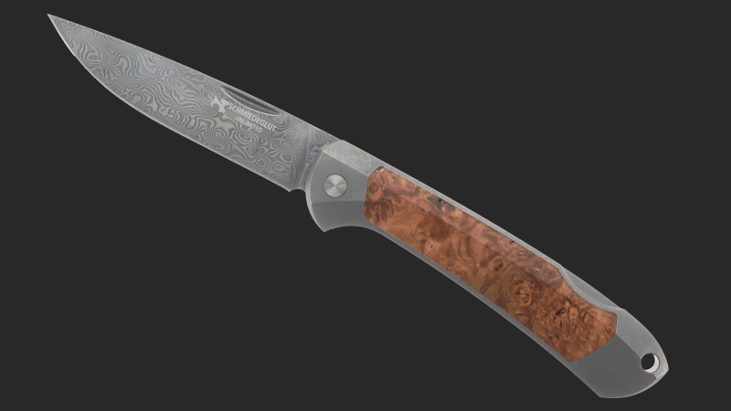 Gourmet Klappmesser Unlimited Konfigurator grau Maserholz Natur (stabilisiert Raffir)