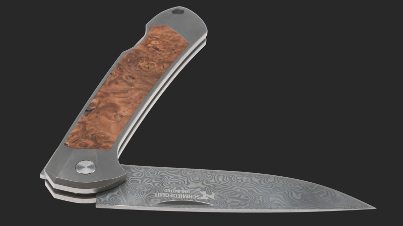Gourmet Klappmesser Unlimited Konfigurator grau Maserholz Natur (stabilisiert Raffir)