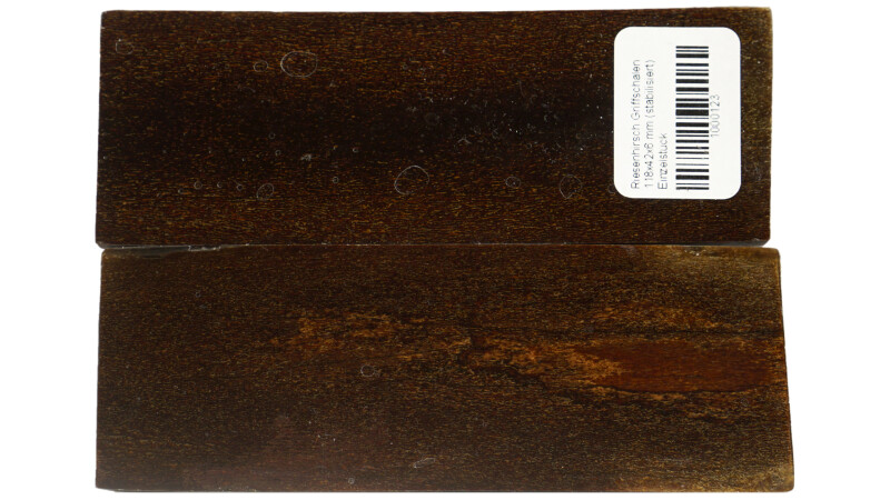 Riesenhirsch Griffschalen 118×42×6 mm (stabilisiert) Einzelstück